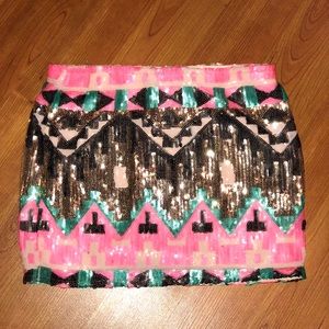 Aztec Sequin Mini Skirt